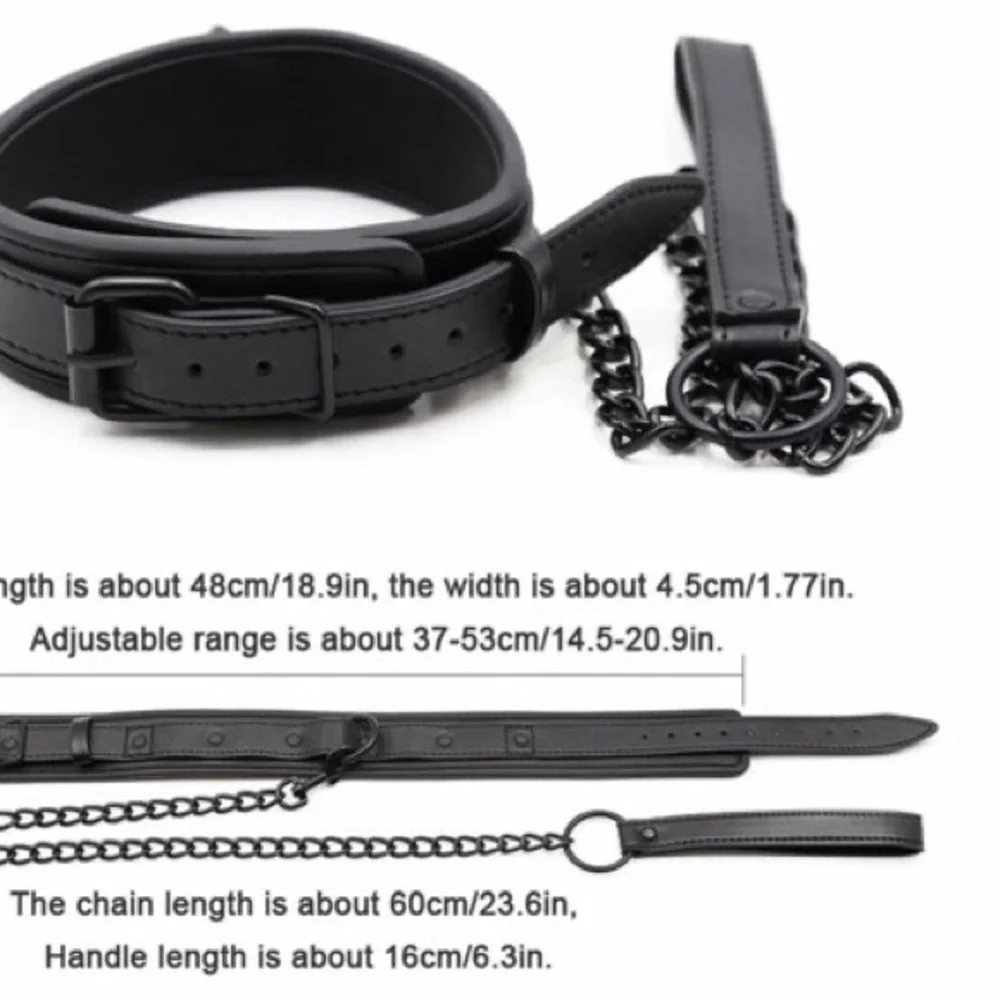 Men’s Fashion Collar With Guide, Leather And Iron Chain Link